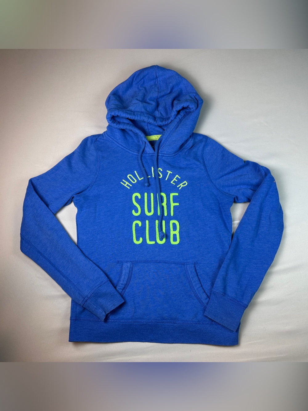 Hollister Kids Royal Blue Surf Club Hoodie Size Small Neon Green Logo